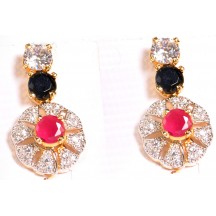 Ladies High Quality Earing With  Pink,Black & White Stone